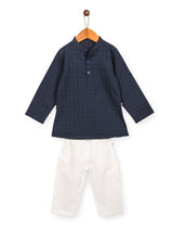 Nino Bambino 100% Organic Cotton Blue Kurta & White Pajama For Boys