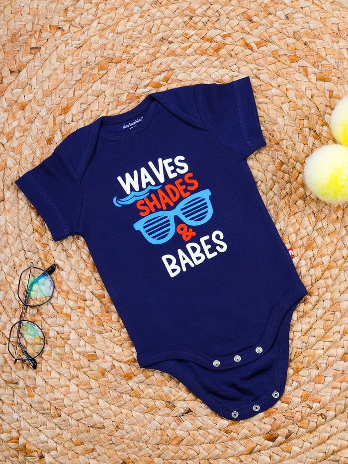 Nino Bambino 100% Organic Cotton Short Sleeve Blue Bodysuits For Baby Boy