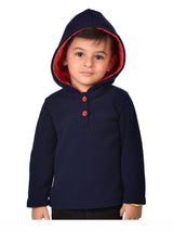 Nino Bambino Polar-Fleece Navy Blue Hoodie Sweatshirt For Unisex Baby