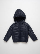 Nino Bambino Navy Blue Hoodie Puffer Jacket For Unisex Kids Kids Boy & Kids Girl