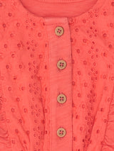 Nino Bambino Round Neck Sleeveless Peach Color Cotton Ruffle Jumpsuit For Babies & Kids Girls