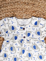 Nino Bambino 100% Organic Cotton Cap Sleeves Printed Onesie Dress For Baby Girls