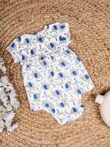 Nino Bambino 100% Organic Cotton Cap Sleeves Printed Onesie Dress For Baby Girls
