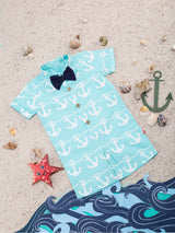 Nino Bambino 100% Organic Cotton Short Sleeve Half Romper With Bow For Baby Boy