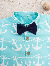 Nino Bambino 100% Organic Cotton Short Sleeve Half Romper With Bow For Baby Boy