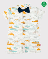 Nino Bambino 100% Organic Cotton Car Print Half Romper With Boy For Baby Boy