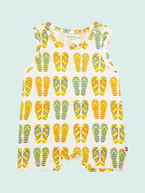 Nino Bambino 100% Organic Cotton Sleeveless Footwear Print Romper For Unisex Baby