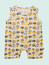 Nino Bambino 100% Organic Cotton Round Neck Sleeveless Multi Print Rompers For Unisex Baby