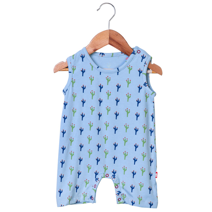 Nino Bambino 100% Organic Cotton Round Neck Sleeveless Sky Blue Romper/One-pieces For Unisex Baby