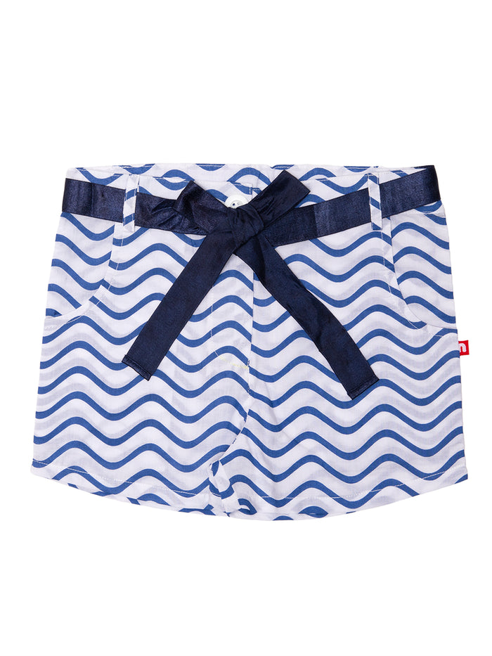 Nino Bambino 100% Organic Cotton White & Blue Shorts For Girl