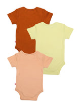 Nino Bambino 100% Organic Cotton Short Sleeves Multi-Color Pack Of 3 Bodysuit For Unisex Baby