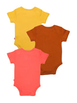 Nino Bambino 100% Organic Cotton Short Sleeves Multi-Color Pack Of 3 Bodysuit For Unisex Baby
