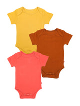 Nino Bambino 100% Organic Cotton Short Sleeves Multi-Color Pack Of 3 Bodysuit For Unisex Baby