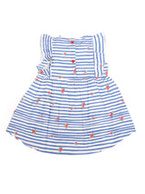 Nino Bambino 100% Organic Cotton Cap Sleeve Watermelon Slice Print Ruffle Bow Dress For Baby Girls.
