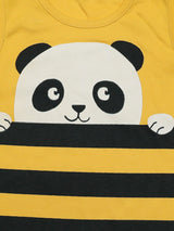 Nino Bambino 100% Organic Cotton Sleeveless Panda Print Yellow Half Romper For Baby Boy.