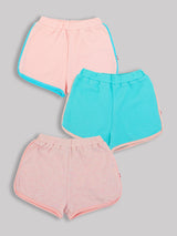 Nino Bambino 100% Organic Cotton Multi-Color Shorts Sets Pack Of 3 For Baby & Kids Girl.