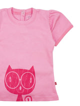 Nino Bambino 100% Organic Cotton Round Neck Short Sleeve Pink Tops/T-shirts For Baby Girls