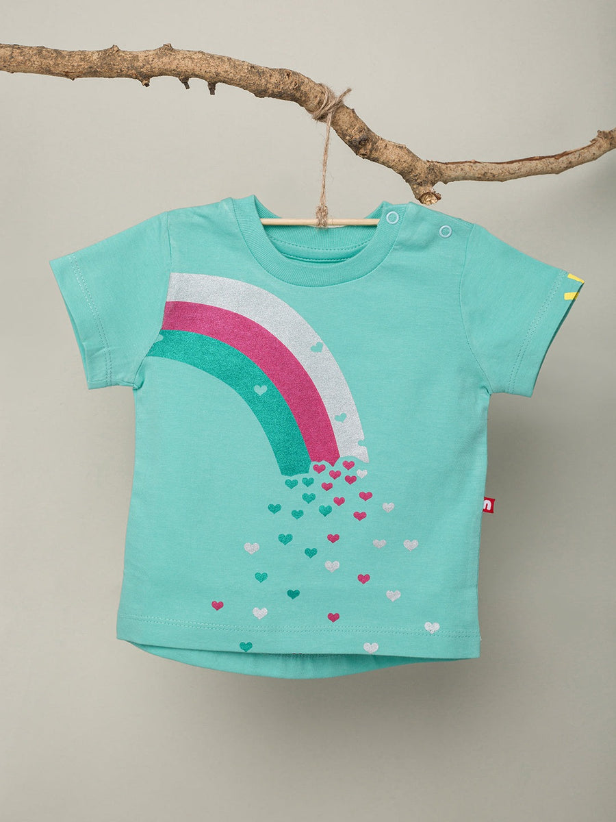 Organic Cotton T Shirt Bambino Amazon Round Neck Short Sleeve Aqua