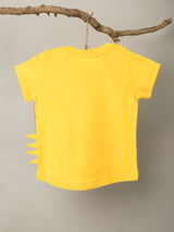 Nino Bambino 100% Organic Cotton Round Neck Short Sleeve Dinosaur Applique Yellow T-Shirt For Baby Boy.