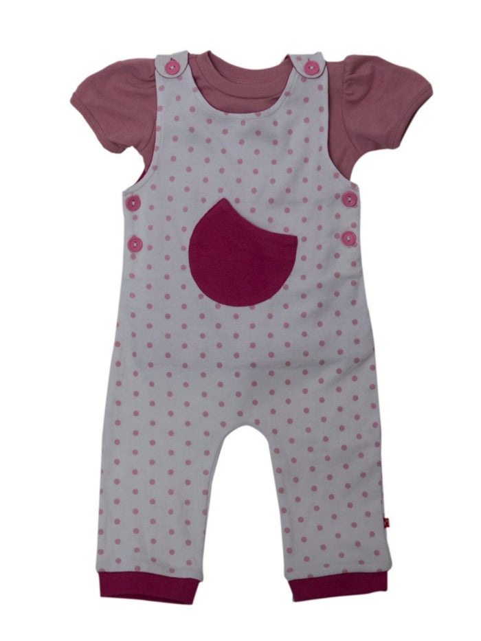 Nino Bambino 100% cotton Tshirt and Dungree Set For Baby Girls