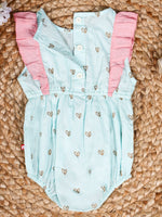 Nino Bambino 100% Organic Cotton Round Neck Aqua Color Wings Bodysuit For Baby Girls