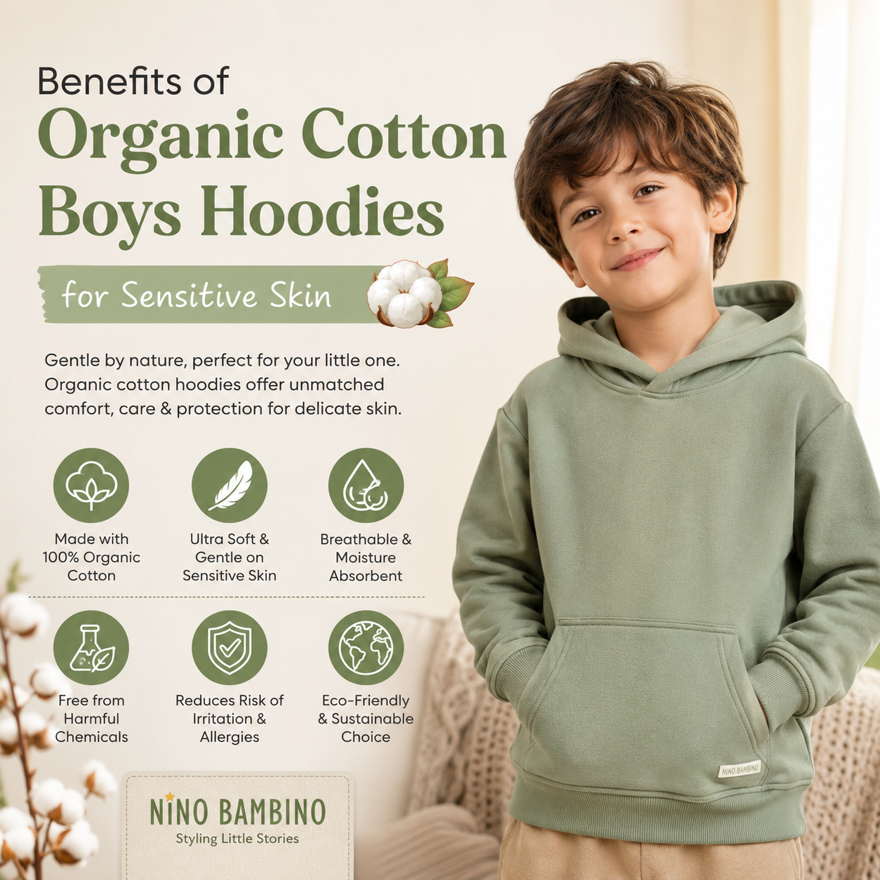 Benefits of Organic Cotton Boys Hoodies for Sensitive Skin.