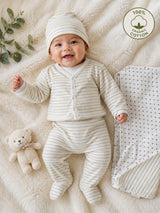 Nino Bambino 100% Organic Cotton White & Yellow Print Essentials Set Pack Of 4 For Baby.
