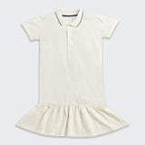 Nino Bambino Organic Cotton Solid Polo Neck Tshirt Dress For Girls