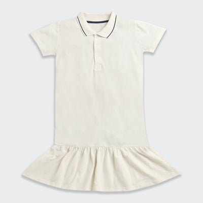 Nino Bambino Organic Cotton Solid Polo Neck Tshirt Dress For Girls