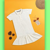 Nino Bambino Organic Cotton Solid Polo Neck Tshirt Dress For Girls
