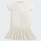 Nino Bambino Organic Cotton Solid Polo Neck Tshirt Dress For Girls