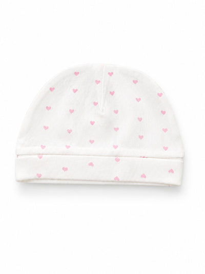 Nino Bambino 100% Oraganic Cotton Heart Print half Sleeves Bodysuit / Onesie With Cap For Baby Girl (Pack of 2)