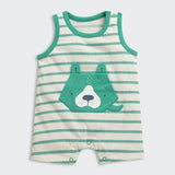 Nino Bambino 100% Oraganic Cotton Strip Sleeveless Half Romper For Baby Boy & Baby Girl