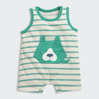 Nino Bambino 100% Oraganic Cotton Strip Sleeveless Half Romper For Baby Boy & Baby Girl