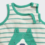 Nino Bambino 100% Oraganic Cotton Strip Sleeveless Half Romper For Baby Boy & Baby Girl