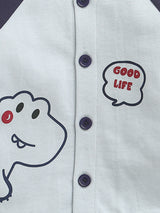 Nino Bambino Fleece Long Sleeve Blue Printed Sweatshirt For Unisex Kids