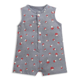 Nino Bambino 100% Oraganic Cotton Strawberry Print Sleeveless Half Romper For Baby Girl