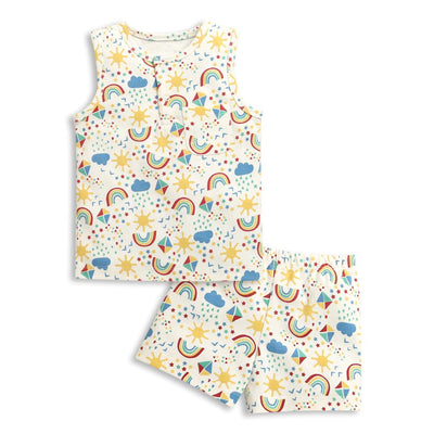 Nino Bambino 100% Organic Cotton Printed Shirt With Short Set For Kid Boy