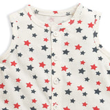 Nino Bambino 100% Oraganic Cotton Star Print Sleeveless Half Romper For Baby Girl