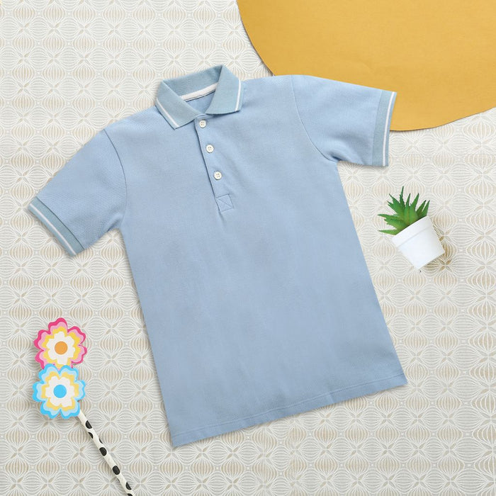 Nino Bambino Short Sleeve Sky Blue Polo Neck T-shirts For Boys