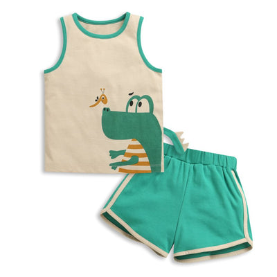 Nino Bambino 100% Organic Cotton Printed Shirt With Short Set For Kid Boy