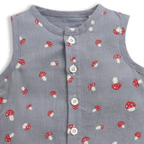 Nino Bambino 100% Oraganic Cotton Strawberry Print Sleeveless Half Romper For Baby Girl