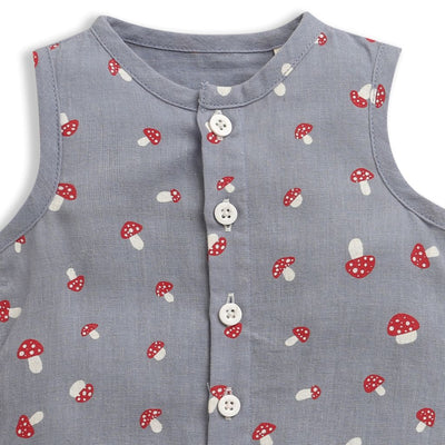 Nino Bambino 100% Oraganic Cotton Strawberry Print Sleeveless Half Romper For Baby Girl
