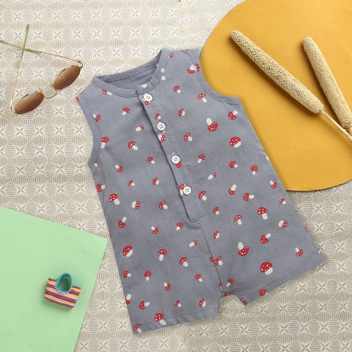 Nino Bambino 100% Oraganic Cotton Strawberry Print Sleeveless Half Romper For Baby Girl