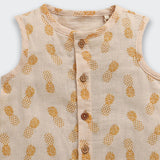 Nino Bambino 100% Oraganic Cotton Pineapple Print Sleeveless Half Romper With Hat For Baby Girl