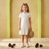 Nino Bambino Organic Cotton Solid Polo Neck Tshirt Dress For Girls