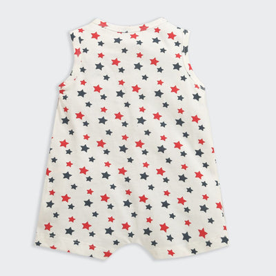 Nino Bambino 100% Oraganic Cotton Star Print Sleeveless Half Romper For Baby Girl
