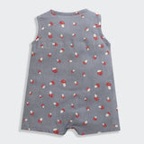 Nino Bambino 100% Oraganic Cotton Strawberry Print Sleeveless Half Romper For Baby Girl
