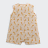 Nino Bambino 100% Oraganic Cotton Pineapple Print Sleeveless Half Romper With Hat For Baby Girl