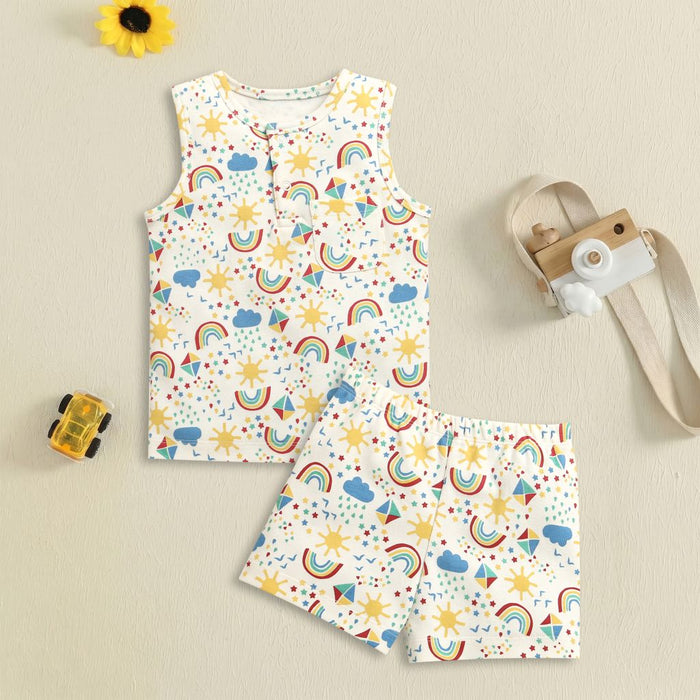 Nino Bambino 100% Organic Cotton Printed Shirt With Short Set For Kid Boy